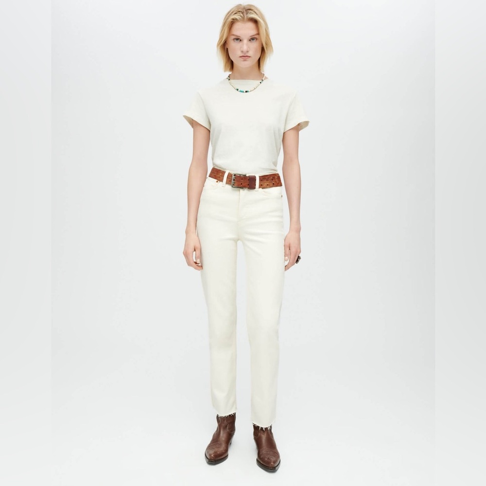 Re/Done Women's Straight Leg Jeans in Off-White